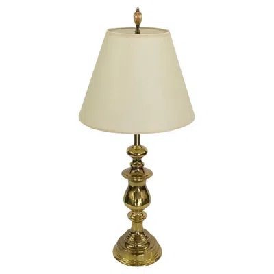 Pre-owned Stiffel Elegant Mid-century Modern Brass Table Lamp With Shade In Sand