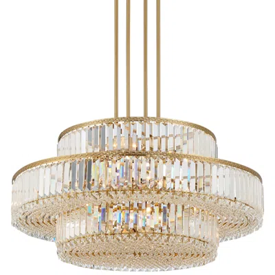Stiffel Ella 32" Wide 16-light 3-tier Soft Gold And Crystal Chandelier