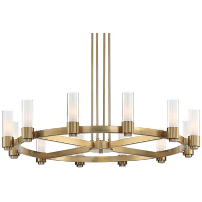 Stiffel Ennis 48" Wide Antique Brass 12-light Ring Chandelier