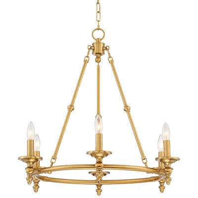 Stiffel Hartley 28" Wide Warm Antique Gold 6-light Ring Chandelier