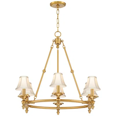 Stiffel Hartley 28"w Antique Gold 6-light Chandelier With Cream Shades