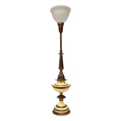 Pre-owned Stiffel Hollywood Regency-style Brass And Glass Table Lamp By  In Sand