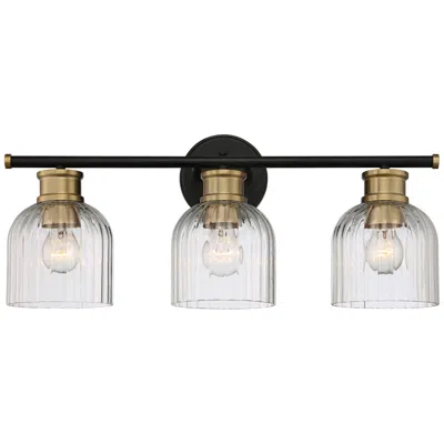 Stiffel Lana 23" Wide Black And Warm Brass 3-light Bath Light