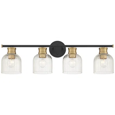 Stiffel Lana 31 3/4" Wide Black And Warm Brass 4-light Bath Light
