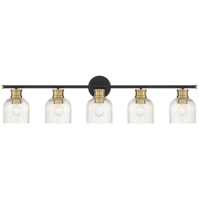 Stiffel Lana 40" Wide Black And Warm Brass 5-light Bath Light