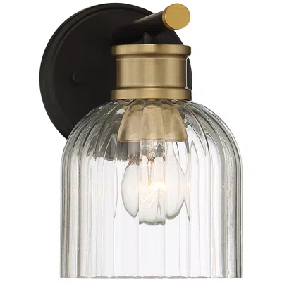 Stiffel Lana 9" High Black And Warm Brass Wall Sconce