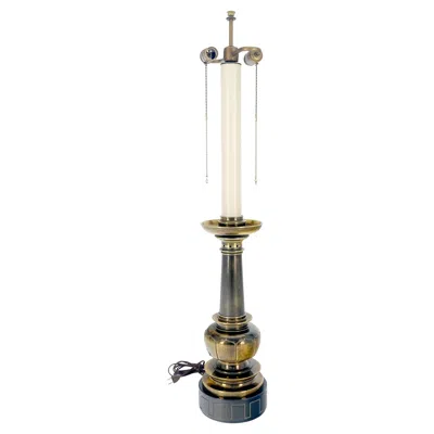 Pre-owned Stiffel Large Massive 40" Tall Patinated Brass Table Lamp By  Quality Mint In Brown