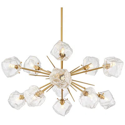 Stiffel Melvan 36 1/2" Wide Golden Bronze Ice Glass 12-light Pendant