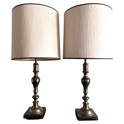 Pre-owned Stiffel Mid-century Modern Brass Table Lamps By , Usa, 1960s In Sand