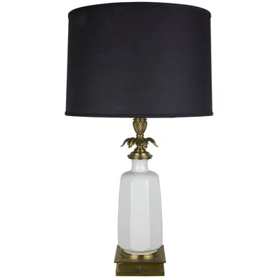 Pre-owned Stiffel Midcentury White Porcelain And Brass Table Lamp