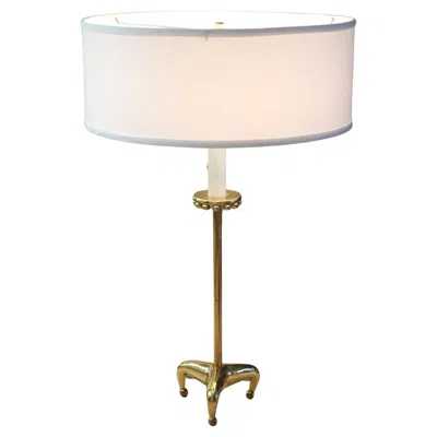 Pre-owned Stiffel Monumental Mid Century Brass Tripod Table Lamp! Claw Foot Decorator  In Sand