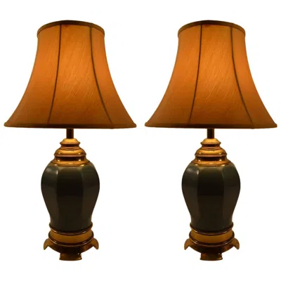 Pre-owned Stiffel Pair Of Asia Modern Table Lamps In Brown