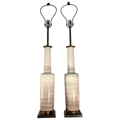 Pre-owned Stiffel Pair Of  Lamps In Glazed Ceramic Bottle Form In Sand