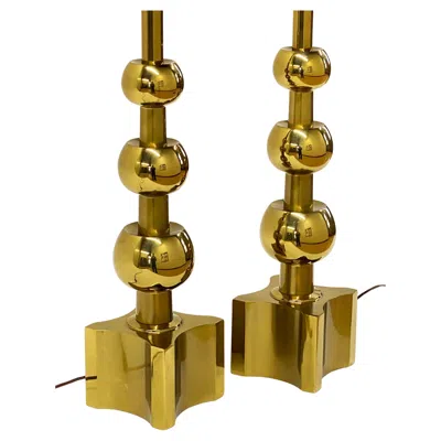 Pre-owned Stiffel Pair  Table Lamps Brass Mid Century -- Tommi Parzinger Influence In Brown