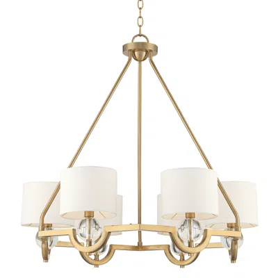 Stiffel Rainey 32 3/4" Wide Brass And Crystal Shaded Luxury Chandelier