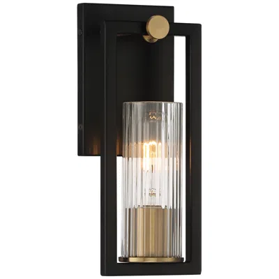 Stiffel Ramos 11 1/2" High Black And Brass Modern Wall Sconce
