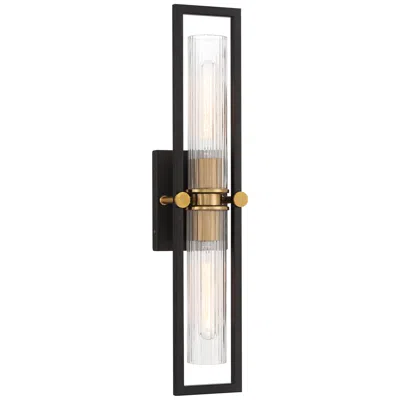 Stiffel Ramos 24" High Black And Brass 2-light Wall Sconce