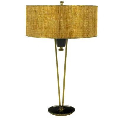 Pre-owned Stiffel Rare 1950s  Black Lacquer And Brass Suspension Table Lamp