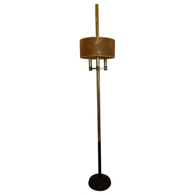 Pre-owned Stiffel Rare Vintage Brass  Mid Century Modern Floor Lamp 3-lite With Shade In Brown