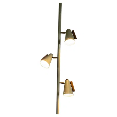 Pre-owned Stiffel Raymond Loewy Era  Mid-century Modern Tension Pole Floor Lamp In Brown