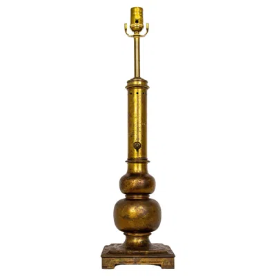 Pre-owned Stiffel Rustic Patinated Brass Table Lamp In Brown