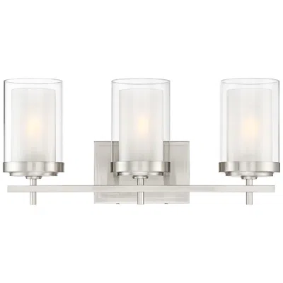 Stiffel Sannah 22" Wide Double Glass Nickel Bath Light