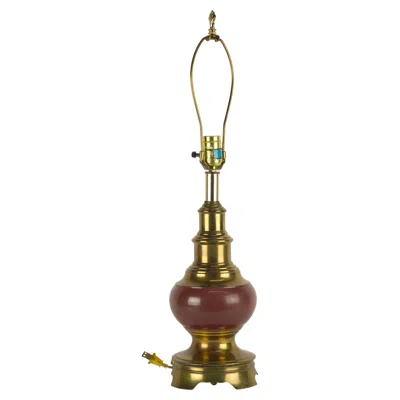 Pre-owned Stiffel Sculptural Table Lamp, Ceramic And Brass, Mid Century Modern In Brown