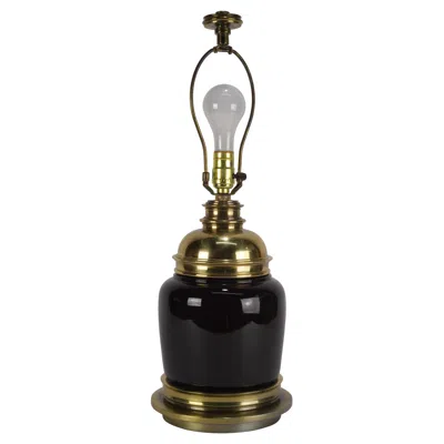Pre-owned Stiffel Table Lamp, Black Ceramic And Brass, 1940s