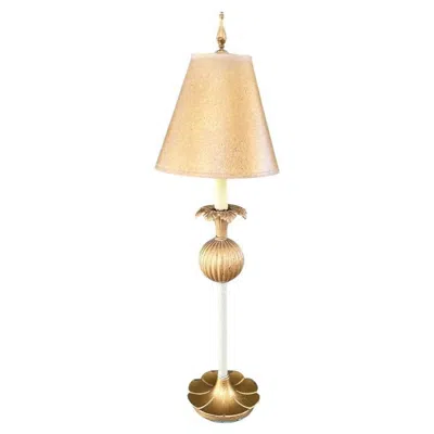 Pre-owned Stiffel Tall Gold Art Nouveau Vintage Lilly Pad Table Lamp With Gold Shade