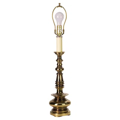 Pre-owned Stiffel Tall Sculptural Brass Table Lamp In Sand