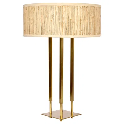 Pre-owned Stiffel Tall  Tommi Parzinger Style Brass Four Column Table Lamp In Sand