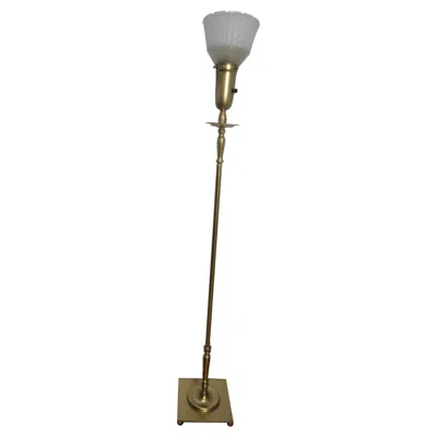 Pre-owned Stiffel Vintage  Brass And Glass Torchiere Floor Lamp In Transparent