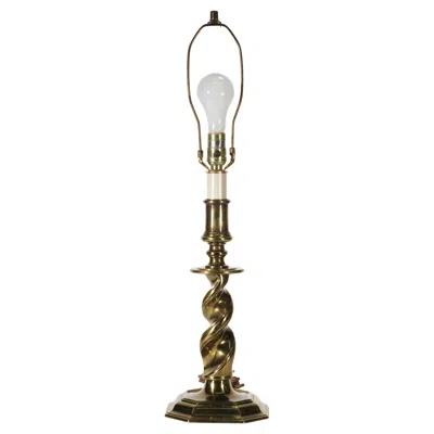 Pre-owned Stiffel Vintage  Tall Brass Candlestick Barley Twist Table Lamp In Brown