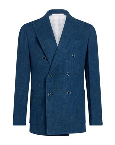 Stile Latino Man Blazer Blue Size 42 Virgin Wool, Silk, Linen
