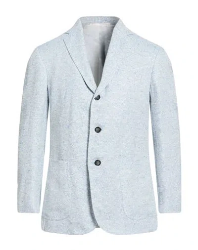 Stile Latino Man Blazer Sky Blue Size 38 Linen, Polyamide, Cotton