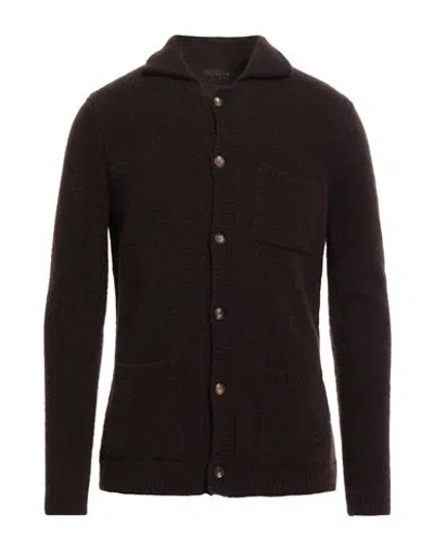 Stile Latino Man Cardigan Chocolate Brown Size 44 Cashmere, Silk