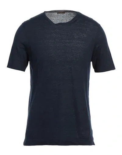 Stile Latino Man Sweater Navy Size 38 Linen, Cashmere, Silk In Navy