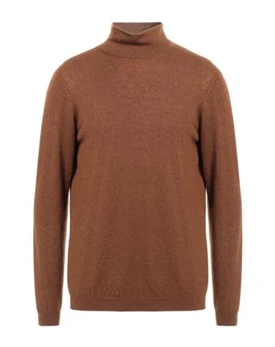 Stile Latino Man Turtleneck Brown Size 46 Cashmere, Silk