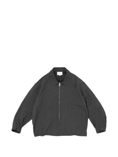 Still By Hand Pinstripe-pattern Zip-up Jacket In Gray