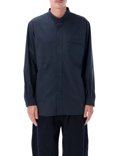 Still By Hand Refined Minimalist Stand Collar Shirt - Size 3 In Blue