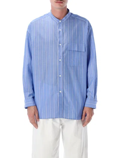 Still By Hand Relaxed Fit Band Collar Shirt - Size 3 In Blue