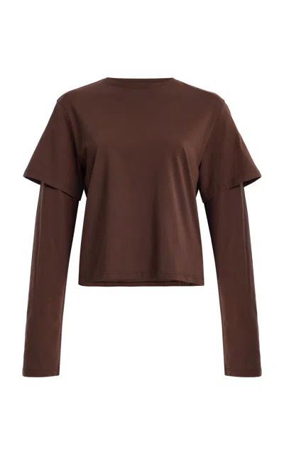 Still Here 2tee Cotton T-shirt In Brown