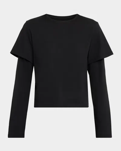 Still Here 2tee Layered Long-sleeve T-shirt In Black