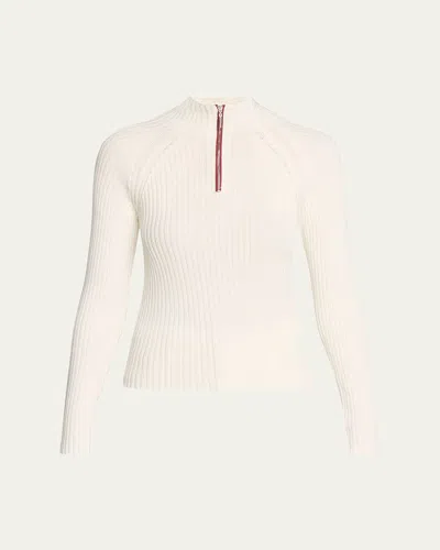 Still Here Andy Ribbed Half-zip Sweater In Milk