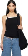 Still Here Black Square Tank Top In Black