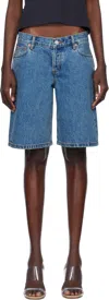 Still Here Blue Stoop Denim Shorts