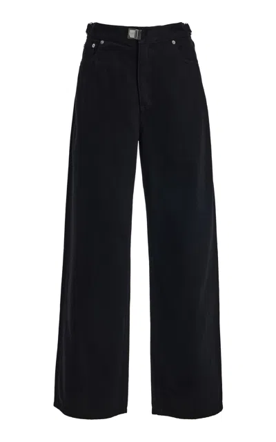 Still Here Buckle Rigid Mid-rise Wide-leg Jeans In Black