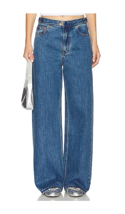 Still Here Buckle Wide Leg In Blue