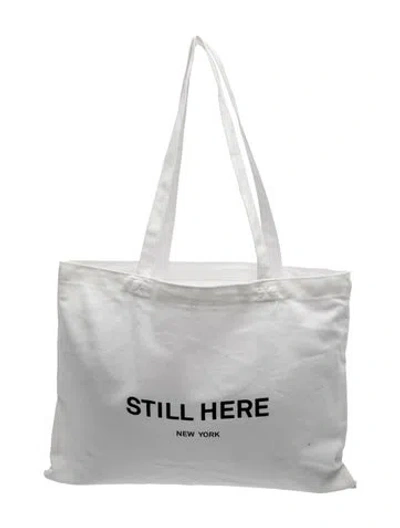 Pre-owned Still Here Canvas Tote In White