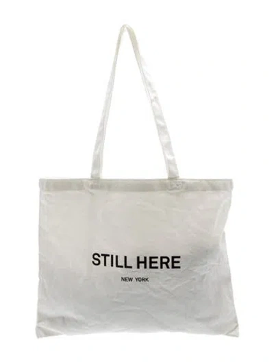 Pre-owned Still Here Canvas Tote In White